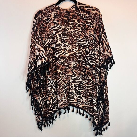 Bobbie Brooks Bundle of 2 Beach Pool Fringe edge Shawl Kimono Cardigan cover up - Picture 4 of 12